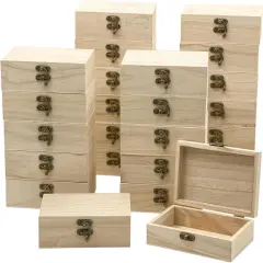 24-Pack Small Wood Box for Crafts 6"x4"x2"
