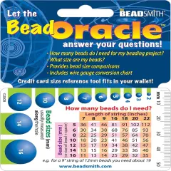 The Beadsmith Bead Oracle &ndash; Beader&rsquo;s Reference Card &ndash; Wallet Sized &ndash; Resource to Determine Bead Sizes, Wire Gauge Conversion Chart, Measurement Comparisons & Project Quantities