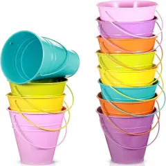 12 Pack Metal Buckets with Handle - Multicolor