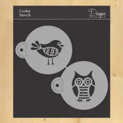 Retro Owl and Bird Cookie Stencils | C764 by Designer Stencils | Cookie Decorating Tools |