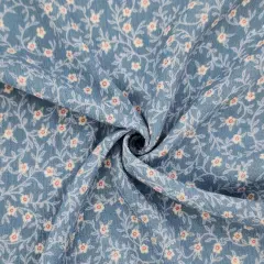 1 Yard Spring Blue Rayon Crinkle Fabric, 50/52&rdquo; Wide, Lightweight Apparel Textile