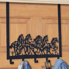 Collections Etc Horses Over-the-Door Metal Hanger with 5 Hooks