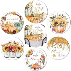 6Pcs Fall Coasters with Holder