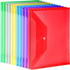 12 PCS A4 Plastic Envelopes with Snap Closure