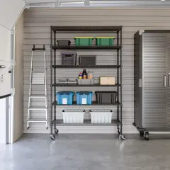 Seville Classics UltraDurable 6-Tier NSF Steel Shelving with Shelf Liners, 48" W x 18" D x 75.5" H Graphite