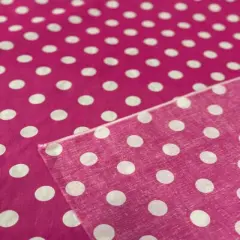 1 Yard Poly Cotton Fabric 1" Polka Dot Print, 58" Wide Durable Material for Apparel & Crafts Fuchsia/White