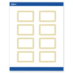Avery Printable Rectangle Labels, Gold Multi-Lined Border, 2" x 3", Matte White Rectangle Labels, Permanent, Laser/Inkjet, 80ct, Great for Product Labels
