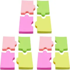 4A 3 Packs Puzzle Shaped Sticky Notes, 2 7/8 x 2 4/7 Inches, 4 Colors, Cute Sticky Notes Colorful Fun Memo Pads for Office, School, Home, 100 Sheets/Pad, 4 Pads/Pack, 1200 Sheets Total, 4A 5020x3