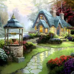 Landscape Scenery Diamond Art Painting Kits for Adults: Country Diamond Art Painting Cottage DIY 5d Diamond Art Kit Full Drill for Wall Decor 12 x 16 Inch