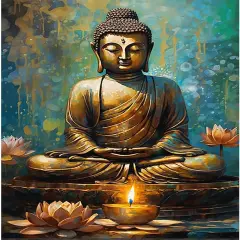 Buddha Diamond Painting Kits for Adults, 5D Buddhism Inspirational Full Drill Diamond Art Kits, Lotus DIY Round Full Drill Gem Art and Crafts for Home Wall Decor 12x16inch