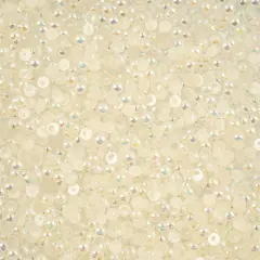Crystal Lane DIY SS12(3mm) Plastic Pearl Flatback Rhinestones, 1850pcs White AB