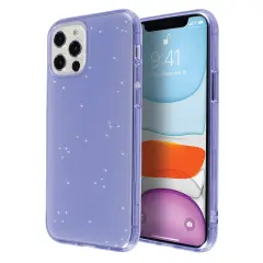 Insten Glitter Case Compatible with iPhone 12 Pro / iPhone 12 Case 6.1 Inch, Soft TPU Sparkle Protective Cases, Shock Absorption, Crystal Clear Purple Bling Shinny Slim Cover for Women Girls