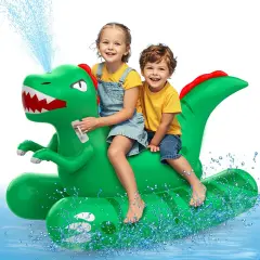 Inflatable Dinosaur Swimming Pool Float for Kids with Sprinkler for Yards, 2-in-1 Summer Water Toys 72" Large Pool Raft Outdoor Party Toys for Adults Kids