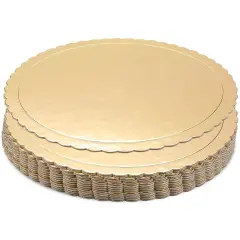 Juvale 12-Pack 10 Inch Round Cake Board, Gold Scalloped Cake Boards for Weddings, Birthdays, Baking and Desserts, Grease-Proof Pastry Board, Sturdy Disposable Cardboard Tray