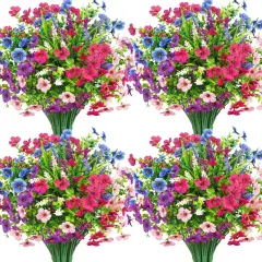 20 Bundles Artificial Summer Bouquets Flowers for Outdoors Decoration Fake Silk Flowers