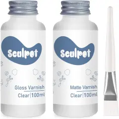 Air Dry Clay Glaze Kit, 2 x 100ml Gloss Matte Clay Varnish for Air Drying Clay, Air Dry Clay Varnish for Craft Pottery Water Proof, Gloss Finish, Scratch Resistant