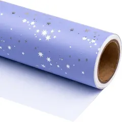 Wrapping Paper Roll - Mini Roll - 17 Inch x 33 Feet - Stars with Silver Foil Design