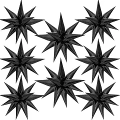 100 Pcs Mylar Star Balloons, Explosion Foil Balloons, 12 Point Cone Spike Balloons Party Decoration Supplies for Halloween Birthday Wedding Anniversary Backdrop (Black)