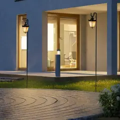 2-Pack Adjustable 92" Heavy Duty Shepherd&rsquo;s Hooks for Outdoor - Rust-Proof Bird Feeder Pole, Plant Hangers, Solar Lights, Wedding Decor, Garden & Patio (Black)