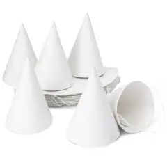 50 Pack White Party Hats for Birthday - Blank Cone Hat for Painting, Supplies (6 in)
