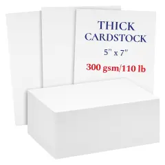 200 Pack White 300 GSM / 110 lb Thick Cardstock Paper - Blank Heavyweight Wedding Invitation Cards for Printing, Flashcards, Postcards - 5x7 inch