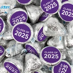 85 Pcs Purple Graduation Candy Hershey's Kisses Milk Chocolate Class of 2025 Party Favors (13.6oz, Approx. 85 Pcs)