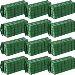 12 Packs Floral Foam Cage Rectangle Flower Cage Holders with Floral Foam Floral Arrangement Supplies for Fresh Flowers, Home Weeding Decorations, 11.8 x 4.3 x 3.1 Inches