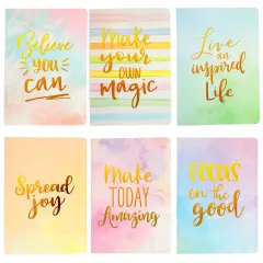 6 Pack Inspirational Notebooks for Women, A5 Motivational Soft Cover Journals for Students, Watercolor Designs, Gift Set (5.7 x 8.2 In) Multicolor