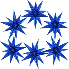 72 Pcs Star Balloons Foil Explosion Balloons Magic 12 Point Star Cone Balloon Arch Garlands Large for Birthday Wedding Anniversary Graduation Halloween Party Decorations Backdrops (Blue)