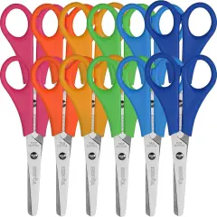 Scissors Bulk for Kids, EZZGOL 12 PACK 5&rdquo; Safety Blunt Tip Student Scissors, 6 Assorted Colors Kid Craft Scissor for Cutting Regular Paper,Construction Paper,Cards
