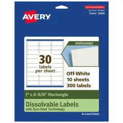 Avery Dissolvable Labels, 1" x 2-5/8" Rectangle