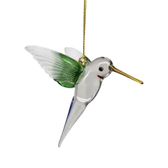 Feeding Hummingbird - Green Wing - Egyptian Glass Ornament