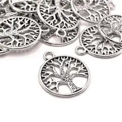 Silver Circle Tree of Life Pendant Charms