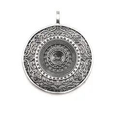 Large Silver Tribal Ethnic Necklace Pendants, 68x56mm