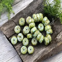 *15* 4x6mm Turquoise Picasso Fire Polished Rondelle Heishi Beads