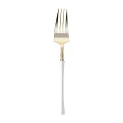 Gold with White Handle Moderno Disposable Plastic Dinner Forks (240 Forks)