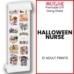 Halloween Nurse DTF Transfer 22x60 Direct-to-Film Gang Sheets Iron On Transfers - 12 Adult Prints