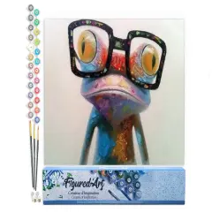Figured'Art Paint by Numbers Kit for Adults Frog and Eyewear 16"x20" - Craft Art Painting DIY Kit Rolled Canvas without frame