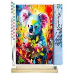 Figured'Art Paint by Number for Adults Colorful Abstract Koala 16"x20" - Craft Art Painting Rolled Canvas with DIY Wooden Frame