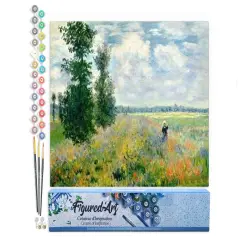Figured'Art Paint by Numbers for Adults Monet Field of Poppies 16"x20" - Craft Art Painting DIY Kit Rolled Canvas without frame