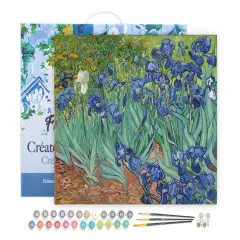 Figured'Art Paint by Numbers for Adults with Frame Van Gogh Iris 16"x20" - Craft Art Painting DIY Kit Canvas Already Stretched on a Wooden Frame