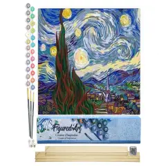 Figured'Art Paint by Numbers for Adults Van Gogh Starry Night 16"x20" - Craft Art Painting Rolled Canvas with DIY wooden frame
