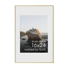 Haus and Hues Aluminum Glass and Matted Picture Frame Gold