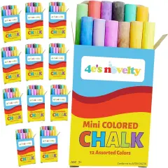 4E&rsquo;s Novelty Mini Chalk Set - 12 Boxes Sidewalk Chalk Summer Party Favors, Goodie Bag Stuffers, Non-Toxic Chalk for Toddlers