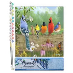 Figured'Art Paint by Numbers Kit for Adults Birds On A Fence 16"x20" - Craft Art Painting DIY Kit Rolled Canvas without frame