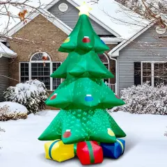10Feet Inflatable Christmas Tree Decoration Outdoor Indoor Christmas Tree Blow up Decoration Christmas Party Gifts for Children Yard Outdoor Inflatable Tree Cute Display with LED Lights