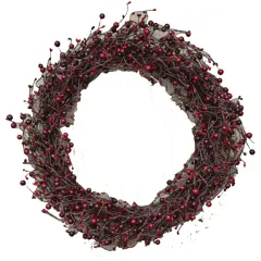 Burgundy & Red Berry Wreath 20" with Customizable Wire Stems