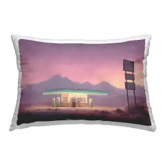 Desert Gas Station Decorative Printed Throw Pillow Design by Noah Bay, 14 x 7 x 20