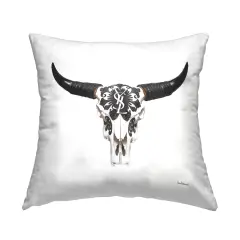 Chic Brand Cattle Skull Decorative Printed Throw Pillow Design by Amanda Greenwood, 18 x 7 x 18