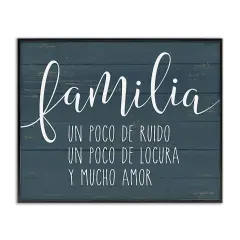 Stupell Industries Familia Y Mucho Amor Framed Giclee Art Black Framed